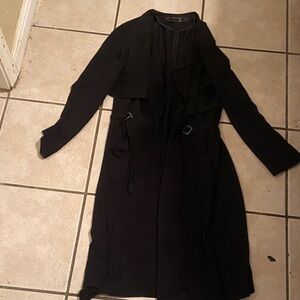 Zara Basic Black long Trench Coat XS